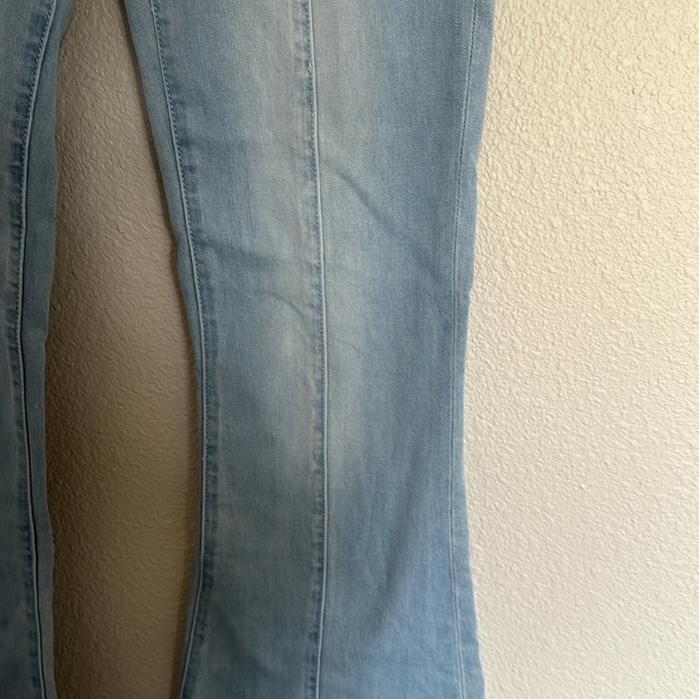 Ashley Mason Jeans women’s pull on faded fray hem flare center top stitch size 5 - Picture 5 of 12